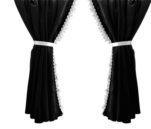Black truck curtains left - black,