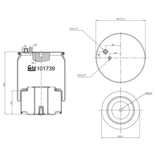 Air suspension bellows rear - air,